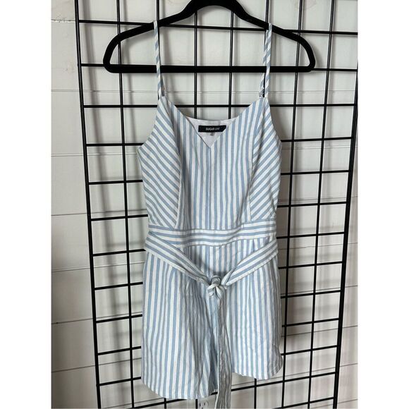 Sugar Lips Lynsea Striped Romper Womens M Blue White Coastal Boho Cottagewear - Picture 4 of 12